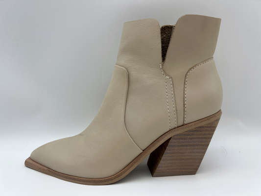 stivali bicolori della caviglia del vestito delle donne di cuoio di nappa morbido con la chiusura lampo del metallo, cuneo dell'ABS con il outsole di TPR