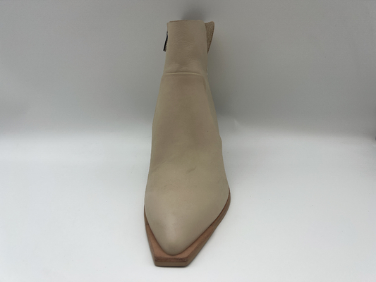 stivali bicolori della caviglia del vestito delle donne di cuoio di nappa morbido con la chiusura lampo del metallo, cuneo dell'ABS con il outsole di TPR