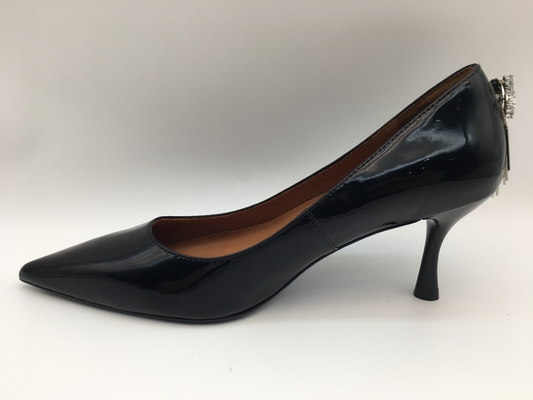 Le scarpe di vestito delle donne nere della pelle verniciata, hanno indicato Toe Stiletto Heels