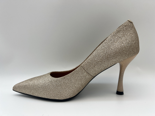 lo stiletto a 3 pollici delle scarpe delle donne di scintillio di lt oro ha chiuso Toe High Heel