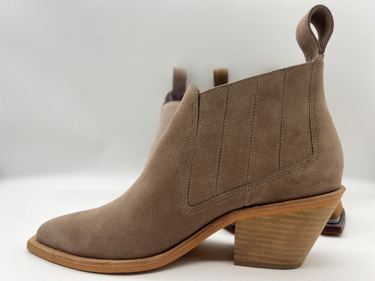 stivali della caviglia del vestito della mucca delle donne molli marroni della pelle scamosciato, tallone dell'ABS con il outsole antisdrucciolevole di TPR