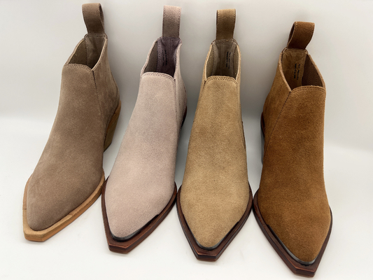 stivali della caviglia del vestito della mucca delle donne molli marroni della pelle scamosciato, tallone dell'ABS con il outsole antisdrucciolevole di TPR