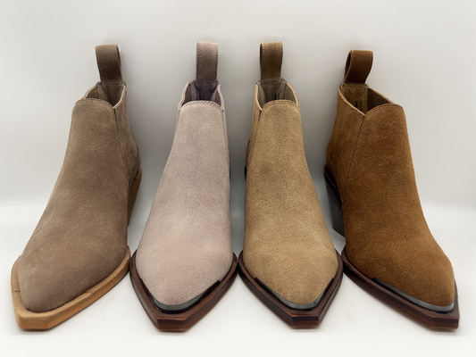 stivali della caviglia del vestito della mucca delle donne molli marroni della pelle scamosciato, tallone dell'ABS con il outsole antisdrucciolevole di TPR