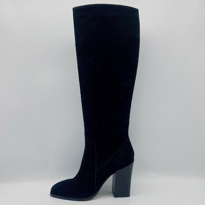 Quadrato di cuoio nero Toe Ankle Boots/alti stivali caviglia delle donne