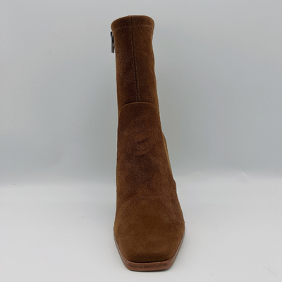 Gli stivali di cuoio del vestito delle donne della pelle scamosciata della mucca quadrano Toe Lt Brown TPR Outsole con il lattice di Pusable