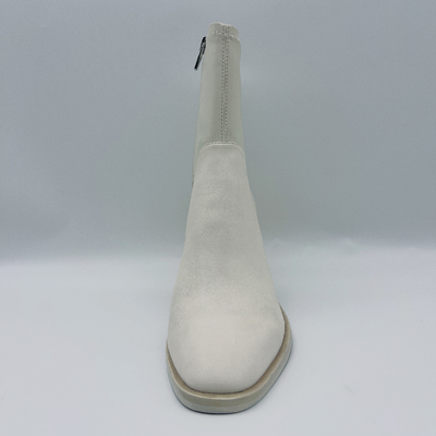 Signore di cucitura molli intorno a Toe Leather Ankle Boots White comodo