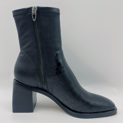 Tallone aguzzo nero di Toe Ankle Boots Square Abs delle donne casuali con TPR Outsole