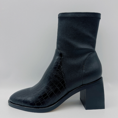 Tallone aguzzo nero di Toe Ankle Boots Square Abs delle donne casuali con TPR Outsole