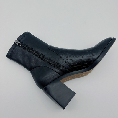 Tallone aguzzo nero di Toe Ankle Boots Square Abs delle donne casuali con TPR Outsole