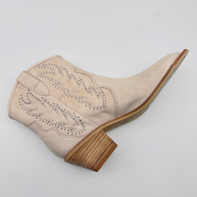 Il vestito di cuoio delle donne dell'osso inizializza gli stivali casuali della caviglia delle signore comode con il ricamo dei perni