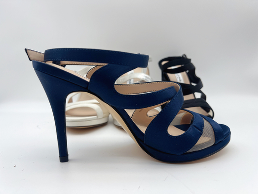 I sandali aperti Nappa morbido del tallone di Toe Stiletto Elastic Strap High rivestono di pelle/maglia molle di corrispondenza