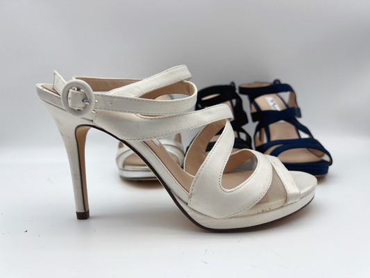 I sandali aperti Nappa morbido del tallone di Toe Stiletto Elastic Strap High rivestono di pelle/maglia molle di corrispondenza