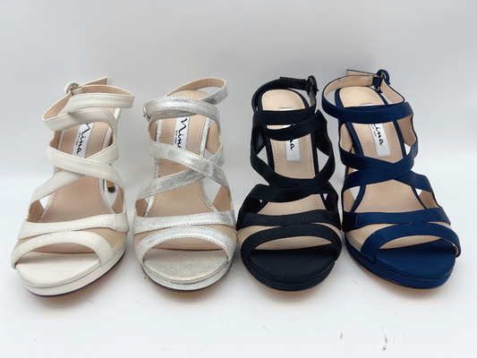 I sandali aperti Nappa morbido del tallone di Toe Stiletto Elastic Strap High rivestono di pelle/maglia molle di corrispondenza