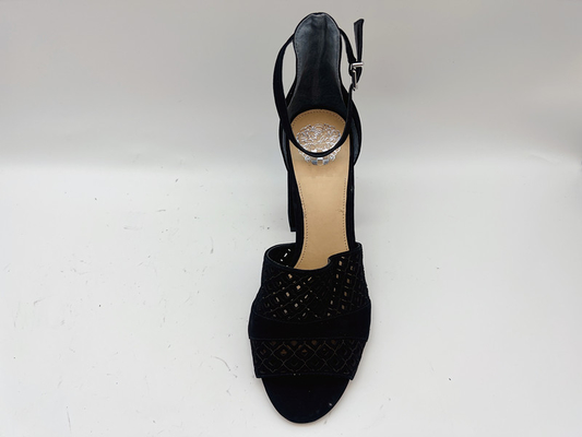 Le signore molli di Nubuck delicatamente rivestono di pelle i sandali #6-#11 nero con la tomaia di rete da pesca