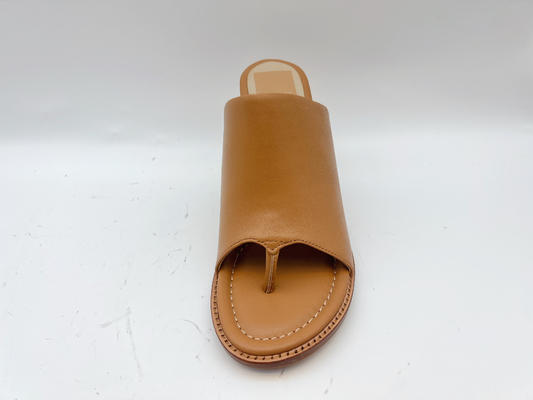 OEM Tan Open Toe Thong Sandals delle scarpe di vestito delle donne di cuoio della mucca molle