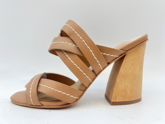 Tan Ankle Strap Womens Dress calza lo SGS a 3 pollici di Chunky Heel Open Toe Sandals