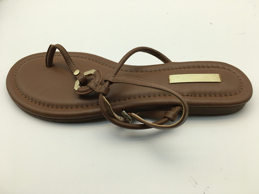 Scarpe piane di cuoio genuine comode di signore di Brown della cinghia molle delle pantofole