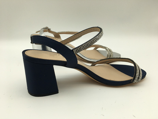 Sandali aperti della cinghia di Toe Soft Suede Black Leather con progettazione della pietra preziosa