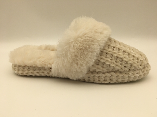 Pantofole piane molli delle pantofole calde dell'inverno delle donne arancio con il rivestimento intrecciato vello/superiore