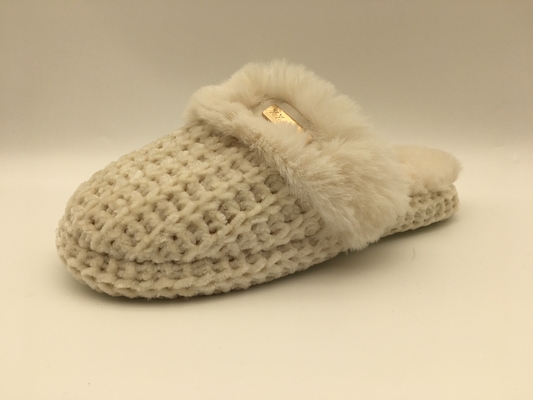 Pantofole piane molli delle pantofole calde dell'inverno delle donne arancio con il rivestimento intrecciato vello/superiore