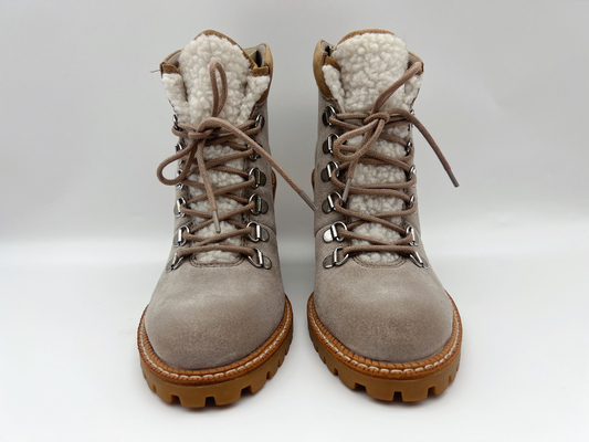 Il vello molle allaccia l'OEM del ODM beige degli stivali della caviglia delle donne impermeabili degli stivali