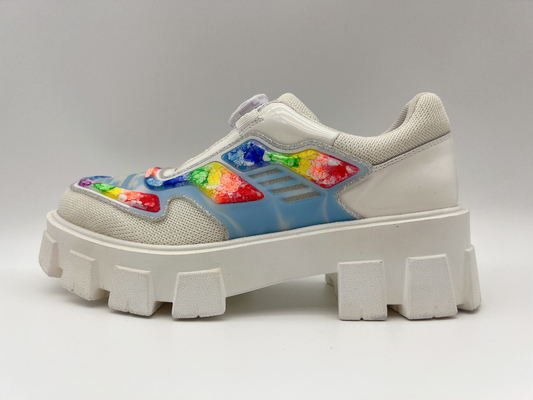 Le scarpe bianche d'avanguardia di svago non slittano le scarpe casuali della piattaforma delle donne con stoccaggio del laccetto