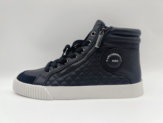Signore superiori di cuoio genuine delle scarpe di sport atletici alte nere con la chiusura lampo del metallo di Ykk