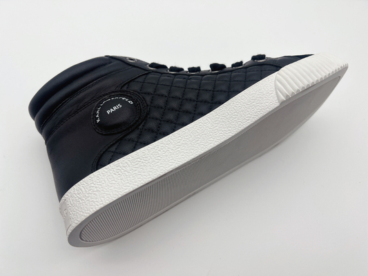 Signore superiori di cuoio genuine delle scarpe di sport atletici alte nere con la chiusura lampo del metallo di Ykk