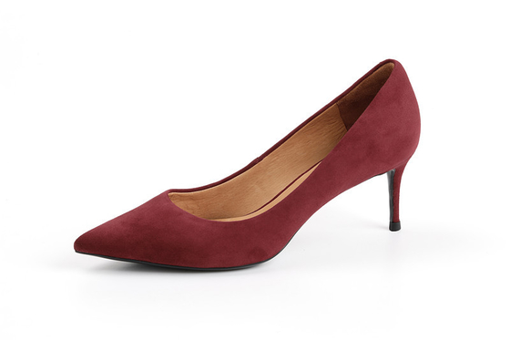 Le donne del posto di lavoro di Borgogna pompa il tacco alto delle scarpe con pelle scamosciato genuina molle
