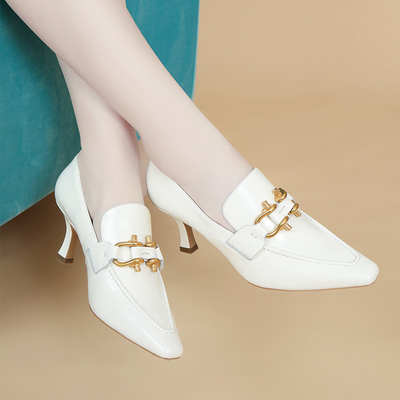 Il nero/scarpe comode fannullone delle donne bianche, SGS molle delle scarpe di cuoio della mucca