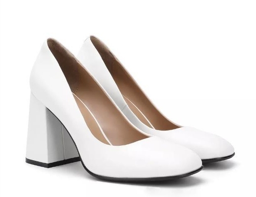 La piattaforma alta di cuoio genuina del tallone delle scarpe di vestito da Brown delle donne 3inch ha chiuso le dita del piede