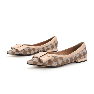 Motivo scozzese per scarpe piatte in pelle morbida e leggera da donna per ufficio