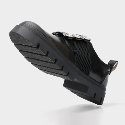 Piatto nero per le donne Nuovi stili Scarpa da donna da ufficio, Scarpa piatta Mary Jane casual