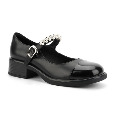 Cucitura in bianco e nero di Toe Womens Leather Flat Shoes dell'involucro capo rotondo