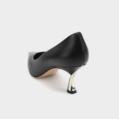 Scarpe eleganti con tacco basso comode e traspiranti nere Scarpe da donna in pelle con collo del piede aperto e punta chiusa