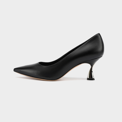 Scarpe eleganti con tacco basso comode e traspiranti nere Scarpe da donna in pelle con collo del piede aperto e punta chiusa