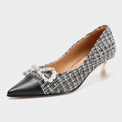 Scarpe di vestito di cuoio molli delle donne, scarpe di cucitura casuali quotidiane della pompa del tacco alto di 5cm