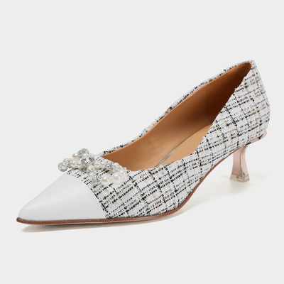 Scarpe di vestito di cuoio molli delle donne, scarpe di cucitura casuali quotidiane della pompa del tacco alto di 5cm