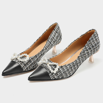Scarpe di vestito di cuoio molli delle donne, scarpe di cucitura casuali quotidiane della pompa del tacco alto di 5cm