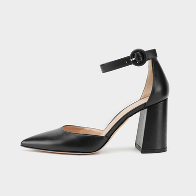 Il tallone quadrato Tan Ankle Strap Shoes, signore della cinghia della caviglia di 8cm veste le scarpe