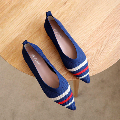 3d ha tricottato lo stile moderno piano delle scarpe di cuoio delle donne di civetta alla moda