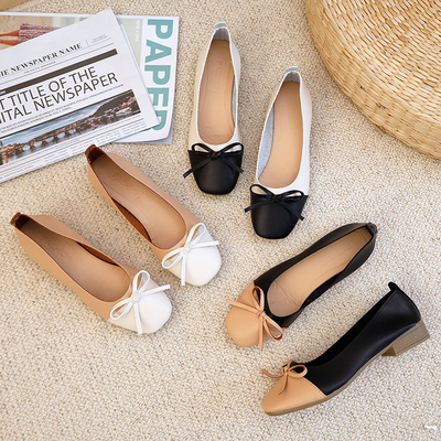 Le scarpe piane di Colorblock della pompa nuda della comodità delle donne, adattano gli appartamenti di cuoio dell'arco