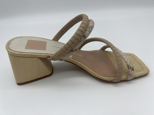 Lt di cuoio molle Tan dei sandali delle signore della stampa del pitone/pigolio sveglio Toe Sandals del bianco sporco