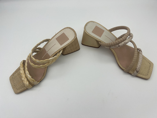 Lt di cuoio molle Tan dei sandali delle signore della stampa del pitone/pigolio sveglio Toe Sandals del bianco sporco