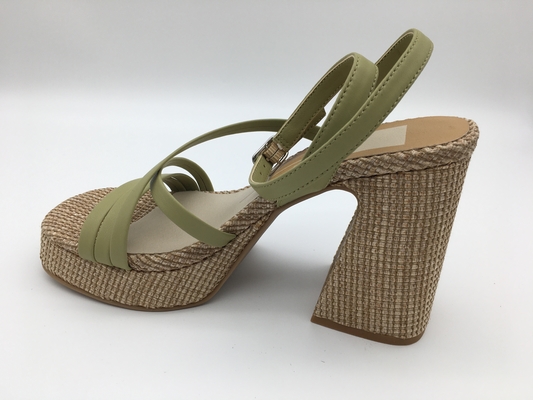 Brown/scarpe di vestito di cuoio donne verdi comode con la cinghia della caviglia
