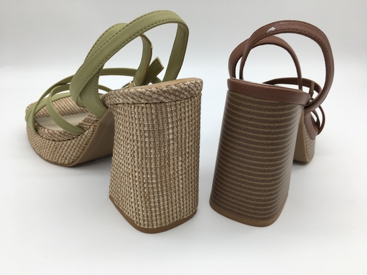 Brown/scarpe di vestito di cuoio donne verdi comode con la cinghia della caviglia