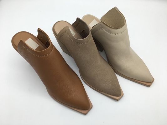 Dito del piede chiuso di vestito delle donne casuali della piattaforma del tallone a 3 pollici beige di cuoio delle scarpe