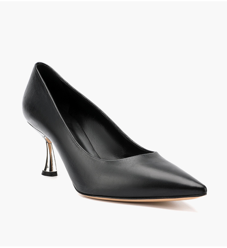 Scarpe eleganti con tacco basso comode e traspiranti nere Scarpe da donna in pelle con collo del piede aperto e punta chiusa